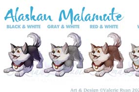 Graphic Alaskan Malamute Dog Art