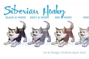 Graphic Siberian Husky Dog Art