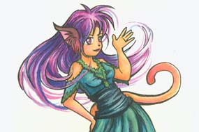 Watercolor Anime Catgirl Art